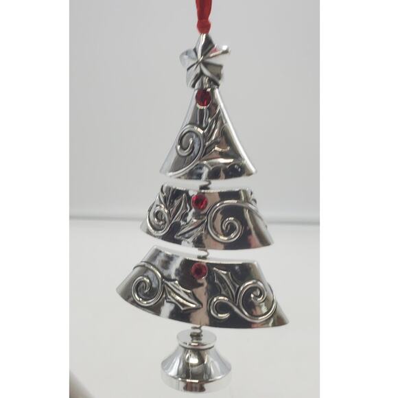 Silver Christmas Tree Ornament 3 Tiered & Springy, PRE-OWNED EUC - Picture 3 of 4
